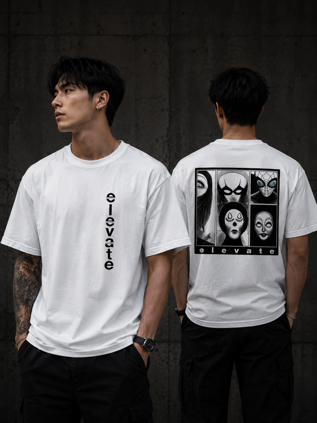 Elevate Phantom Faces Oversized Tee